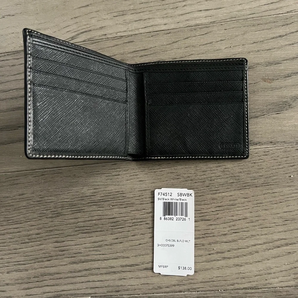 Coach Signature Black and Gray Card Holder